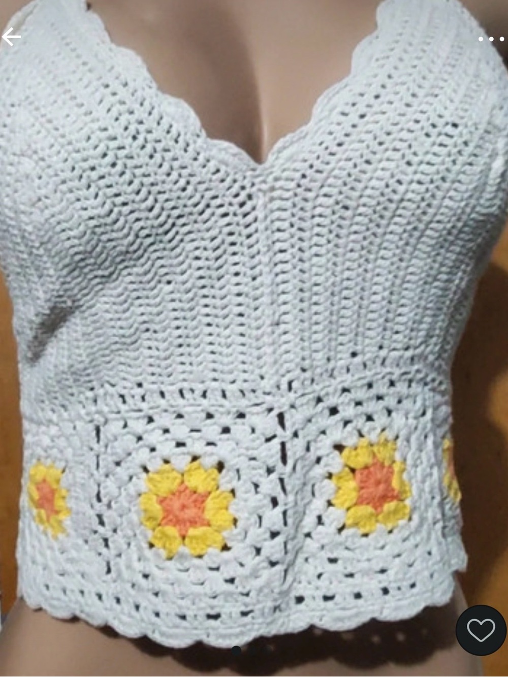 Aerie Crochet Sunflower Halter Crop Top – Size Medium 🌼